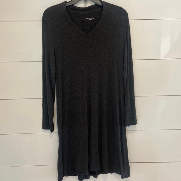Womens Eileen Fisher Charcoal Gray Black Sz M - A Line  Dress‎ - Picture 3 of 6